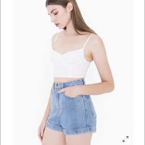 American Apparel High - Waist Jean Cuff Short
