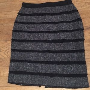 Grey striped pencil skirt