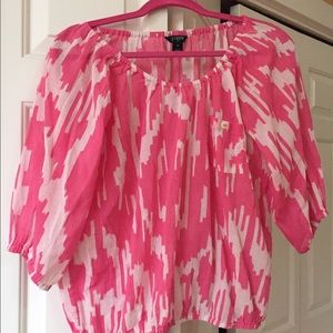 J.Crew pink and white top