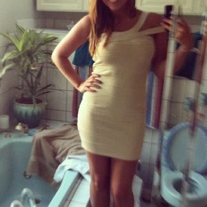 Forever 21 Golden Shimmer Bandage Dress