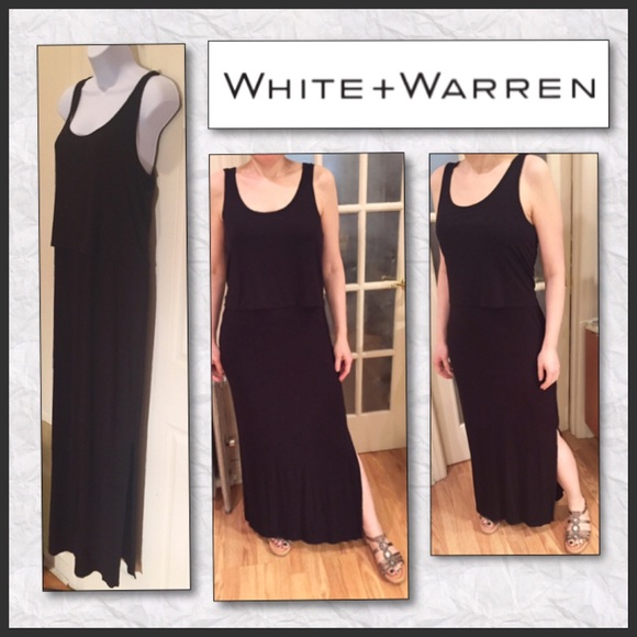 White and Warren side slit maxidress
