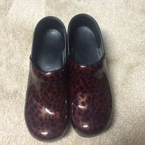 Brown and Black Patent Leather Danskos