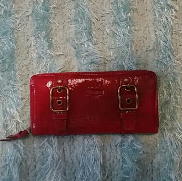 Red slick Coach wallet