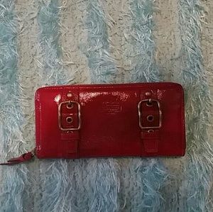 Red slick Coach wallet