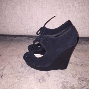 Black suede wedges