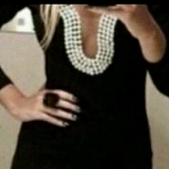 Black bejewel mini black dress nwot