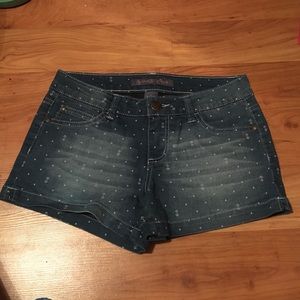Printed Denim Shorts