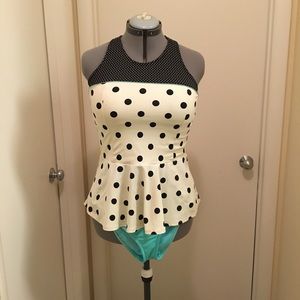 Polka dot two-piece swim suit