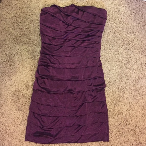 Purple strapless dress
