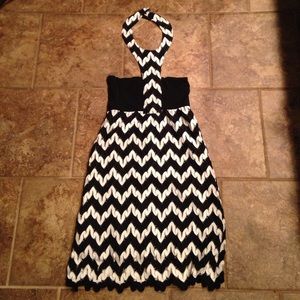 Black and white halter dress