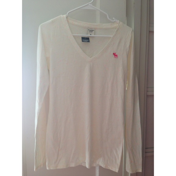 Creme long sleeved shirt with multi color dots