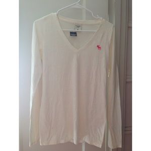 Creme long sleeved shirt with multi color dots