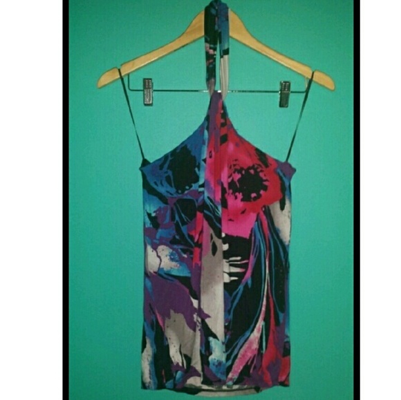 Express watercolor abstract floral halter top