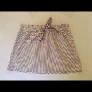 J. Crew mini skirt with blue and ivory stripes