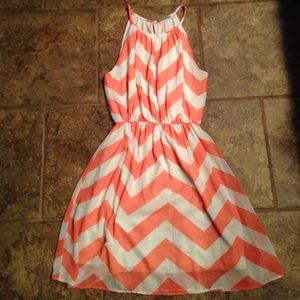 Pink and white dress with cut out in the back