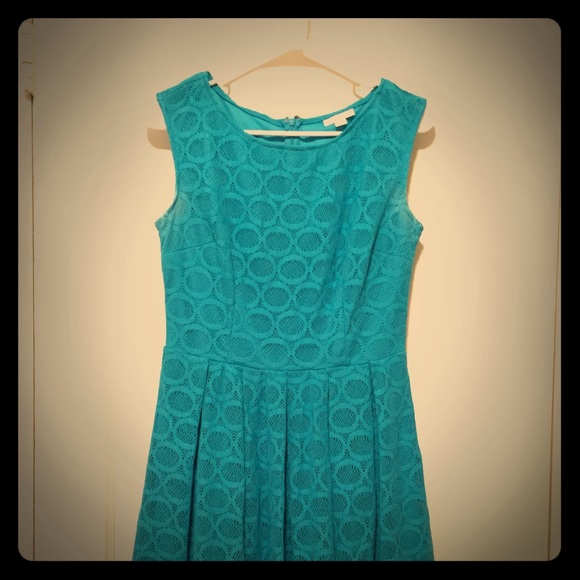NY & company fit and flare blue dress