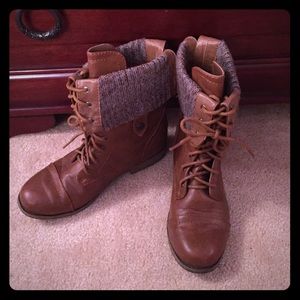Brown combat boots