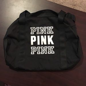 Pink duffel bag