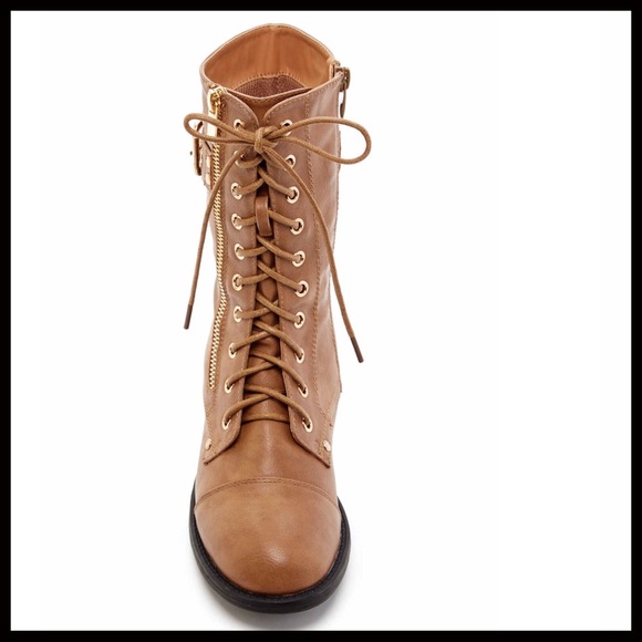 TOP MODA VEGAN LEATHER LACE UP COMBAT ANKLE BOOTS - Picture 6 of 7
