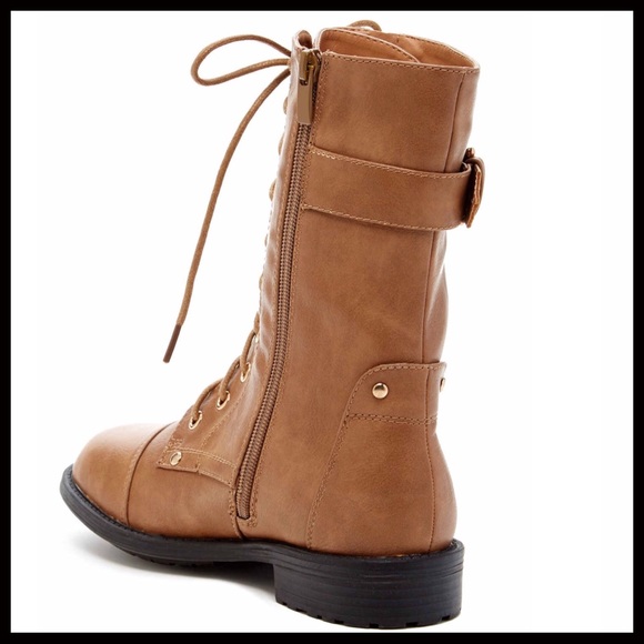 TOP MODA VEGAN LEATHER LACE UP COMBAT ANKLE BOOTS - Picture 2 of 7