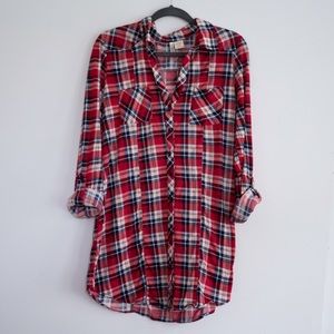Long jersey plaid shirt