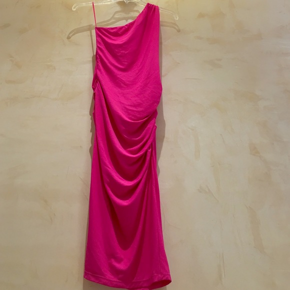 Michael Kors Hot Pink One Shoulder Dress