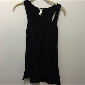 Black tank with ruffle hem
