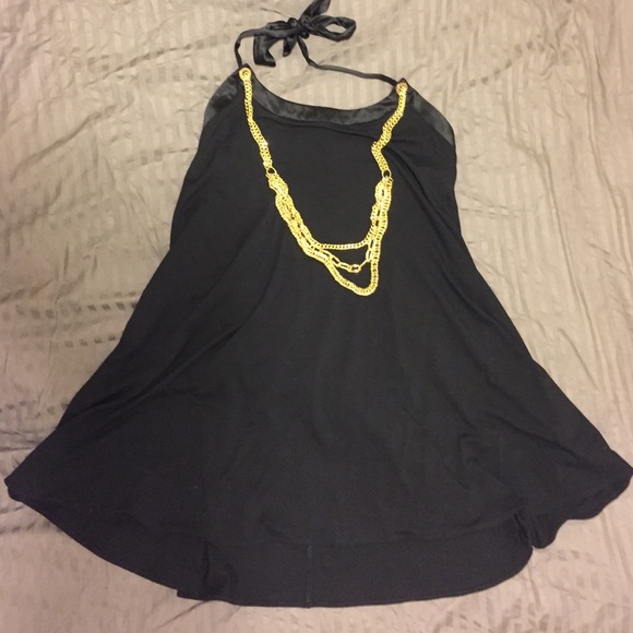 Black Dress with Gold Chain
