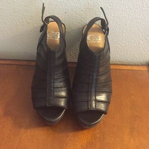 Black Wedge Peep-Toe Sandals