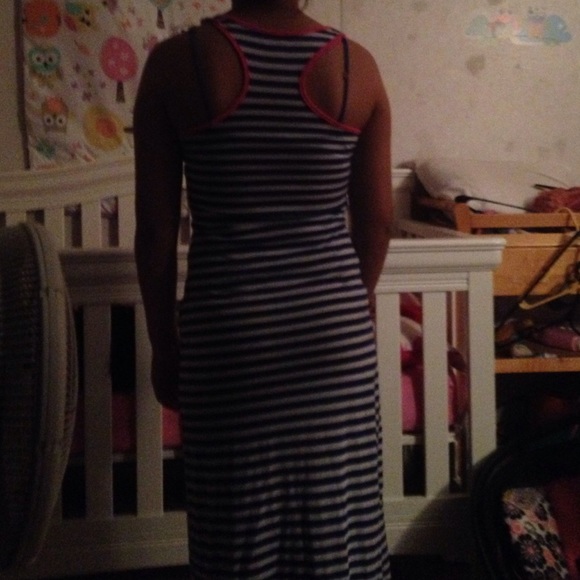 Pink & blue & white long summer dress - Picture 2 of 2