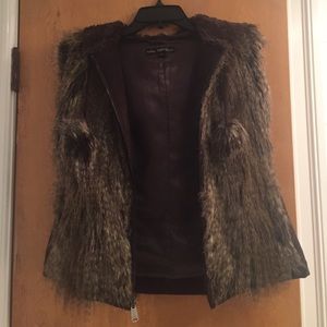 Via Spiga XS Faux Fur Brown Vest with Hood