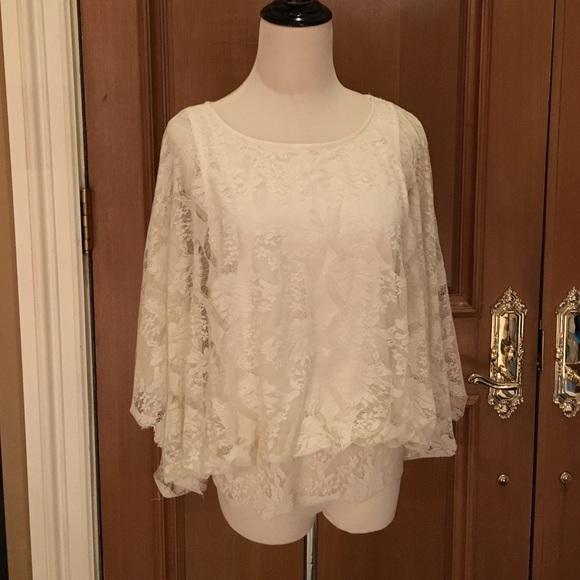 Free People Ivory Lace Blouson Top size Small
