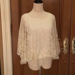 Free People Ivory Lace Blouson Top size Small