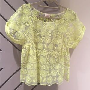 Sheer lace neon blouse