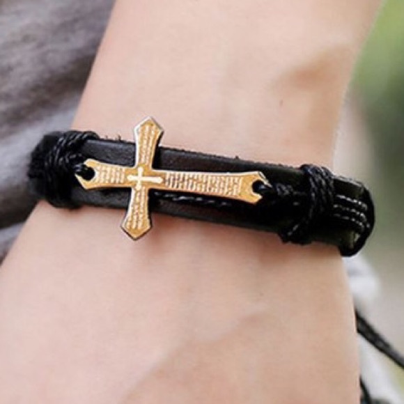 New! Women & Men's Leather Cross Bracelets
