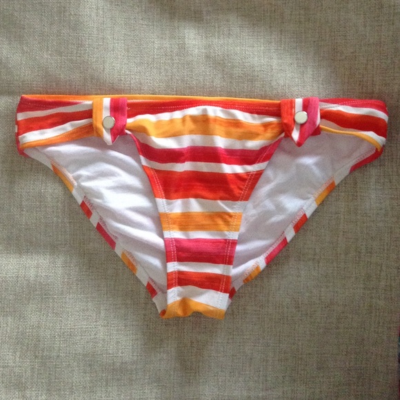 orange and red striped swim bottom