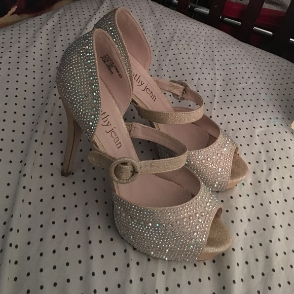 Cathy Jean gold rhinestone heels