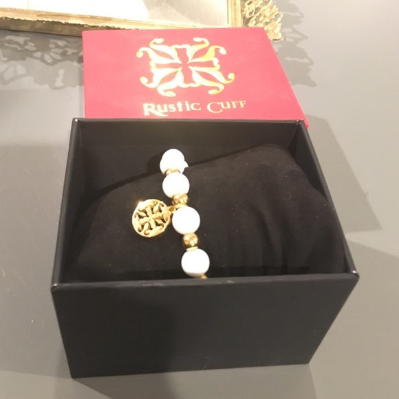 Rustic Cuff Erin white bead bracelet