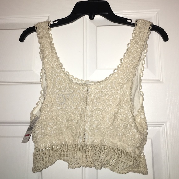 Wet Seal Festival Crochet Cream Crop Top - Picture 2 of 2