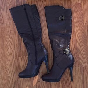 Leather Boots 4" Heel Knee High