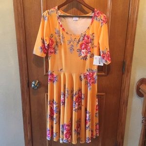 LuLaRoe Nicole dress, XL, NWT, floral on yellow