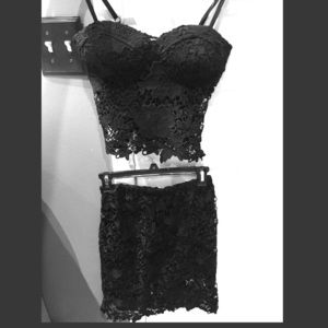 Two piece..black flower sequin