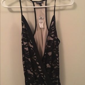 Express Cream and Black Lace Tank