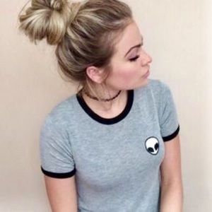 👽 Gray, Alien "Nadine" Crop top T-Shirt