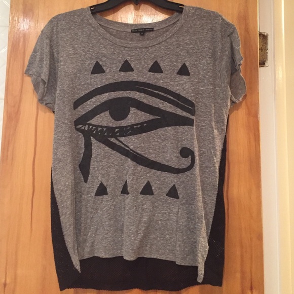 UO Grey Mesh Back Graphic Tee - Picture 2 of 4