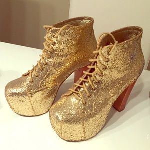 Jeffrey Campbell Gold Glitter Platform Litas
