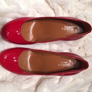 Gucci red patent leather stilettos