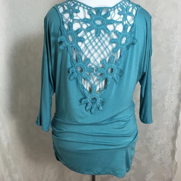 Turquoise blue with lace blouse FINAL CLEARANCE - Picture 4 of 4
