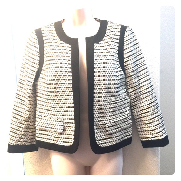Size 6 loft jacket black and white