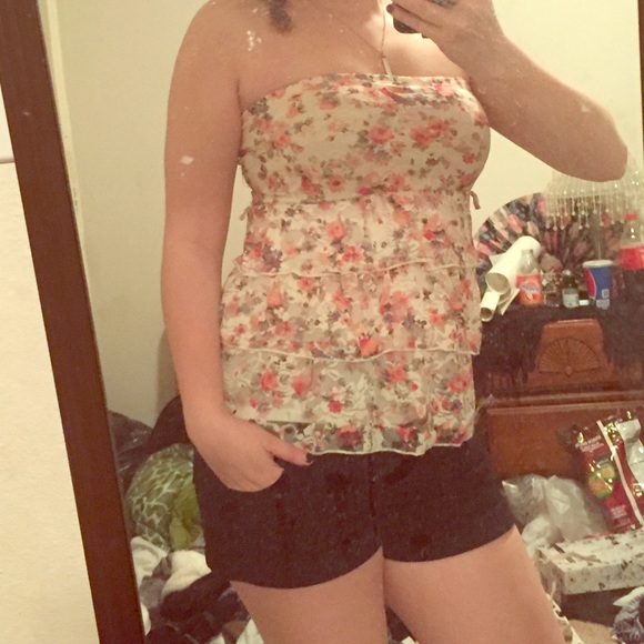 Strapless floral top